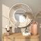 35" Cream Wooden Framed Wall Mirror with White Wash Effect